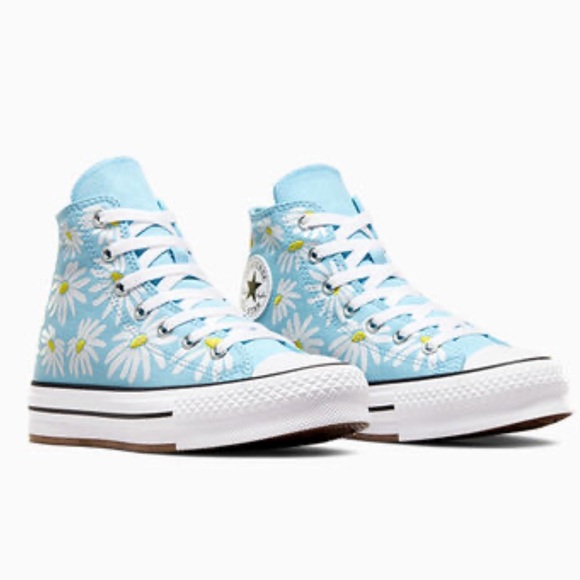 Converse All Star Chuck Taylor Lyft platform big kids high tops floral sneakers - Picture 12 of 13